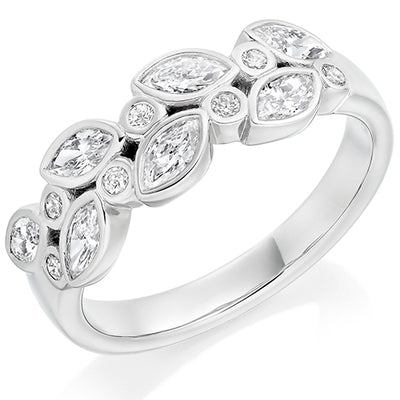 Rubover Diamond Half Eternity Ring, 0.8ct