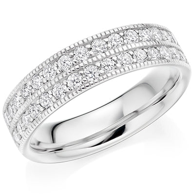 Milgrain Grain-Set Diamond Half Eternity Ring, 0.66ct