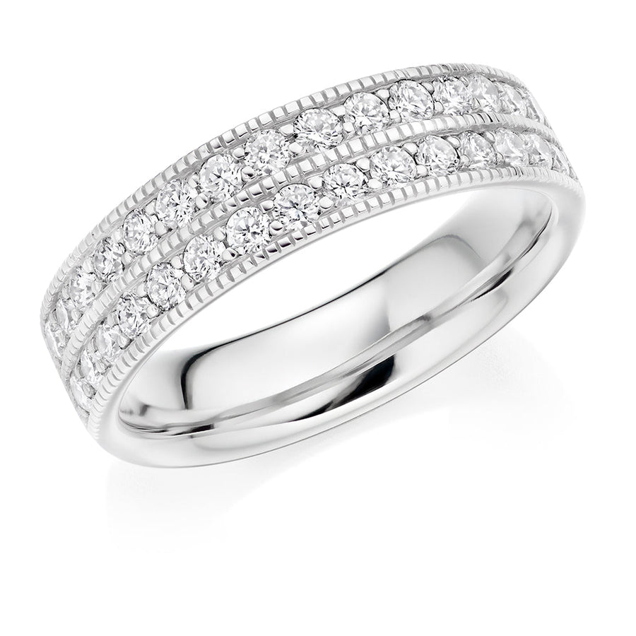 Milgrain Grain-Set Diamond Half Eternity Ring, 0.66ct