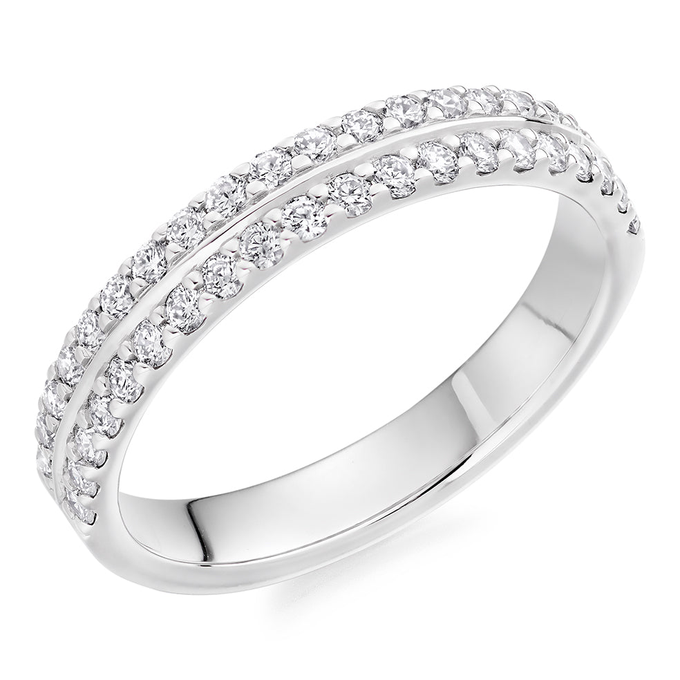 Micro-Claw Diamond Half Eternity Ring, 0.55ct