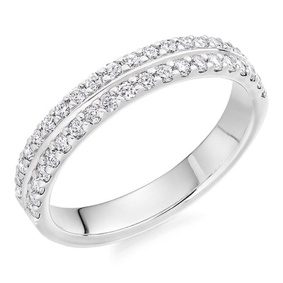 Micro-Claw Diamond Half Eternity Ring, 0.55ct