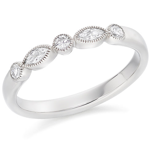 Milgrain Rubover Diamond Half Eternity Ring, 0.28ct