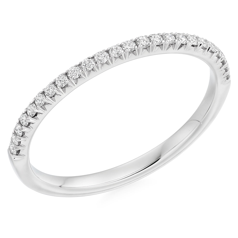 French-Cut Diamond Half Eternity Ring, 0.15ct in White Gold