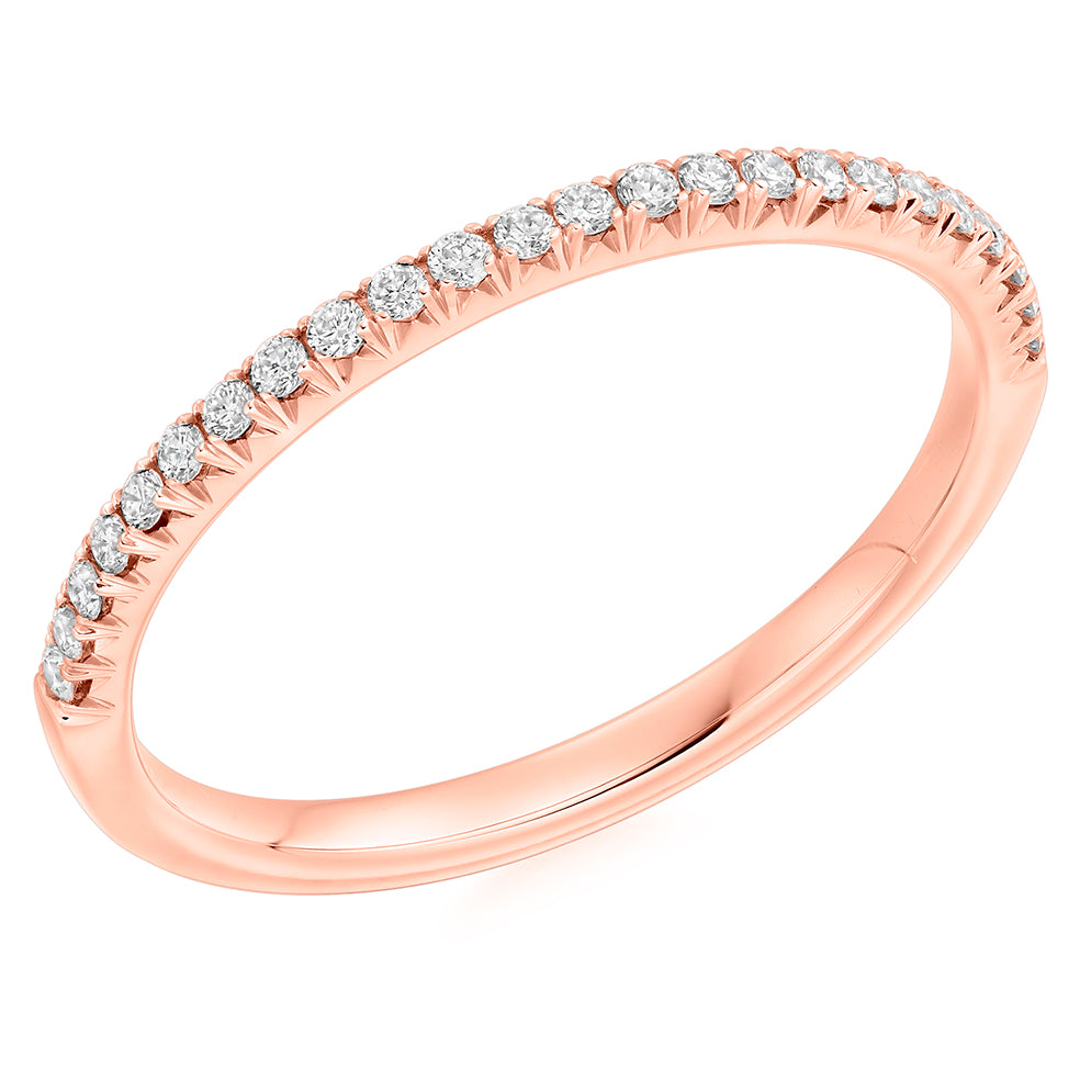 French-Cut Diamond Half Eternity Ring, 0.15ct in Rose Gold