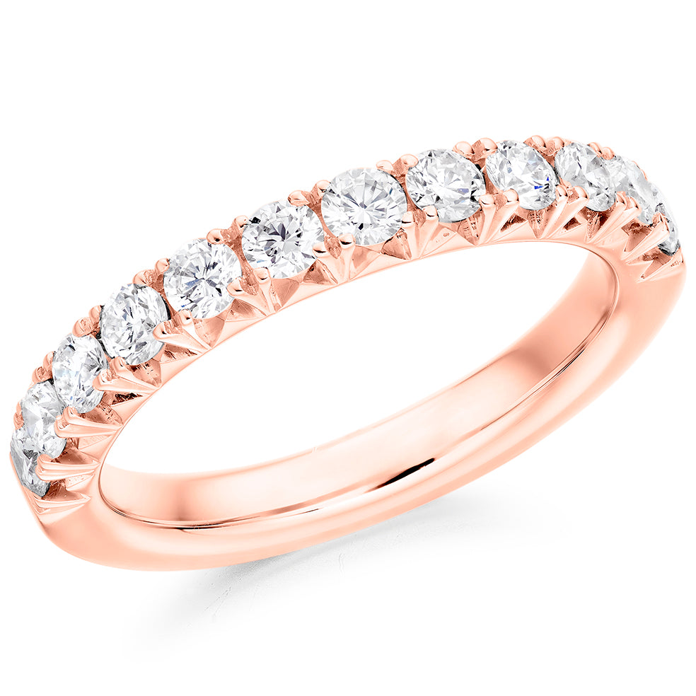 French-Cut Diamond Half Eternity Ring, 0.75ct in Rose Gold