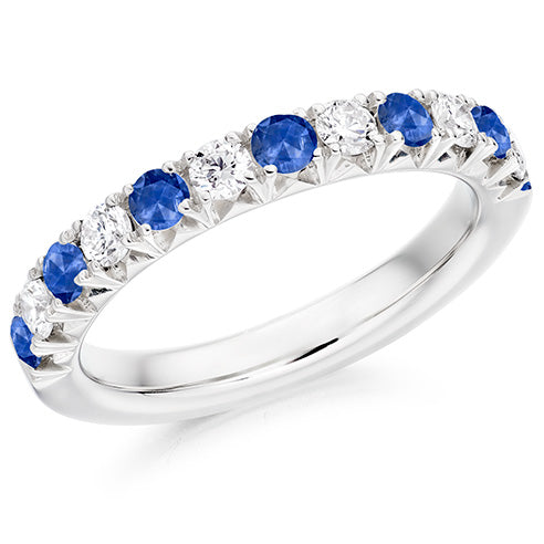 Sapphire & Diamond Half Eternity Ring, 0.35ct