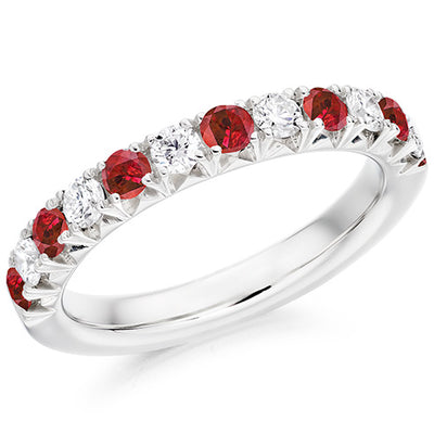 Ruby & Diamond Half Eternity Ring, 0.35ct