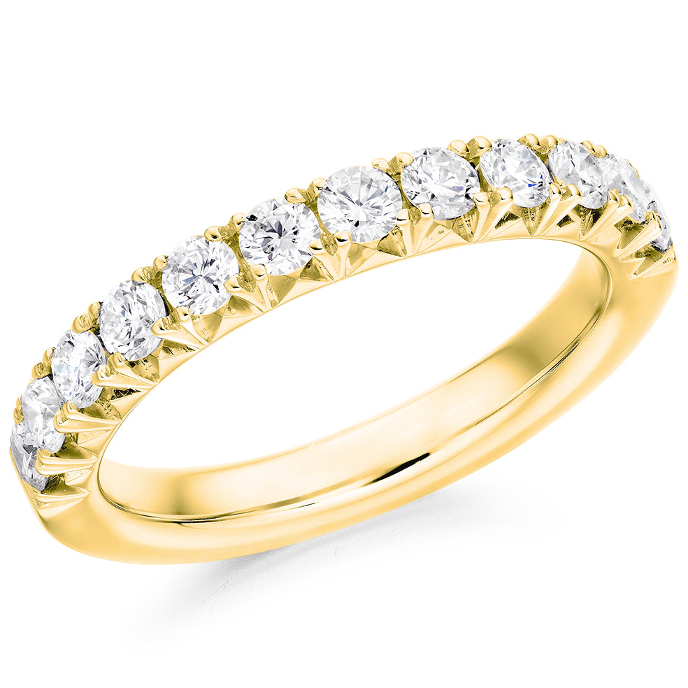Sapphire & Diamond Half Eternity Ring, 0.35ct in Yellow Gold