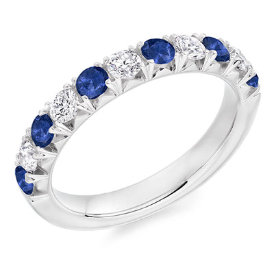 Sapphire & Diamond Half Eternity Ring, 0.45ct