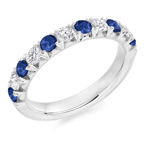 Sapphire & Diamond Half Eternity Ring, 0.45ct