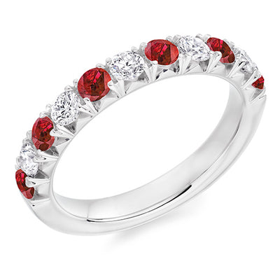 Ruby & Diamond Half Eternity Ring, 0.45ct