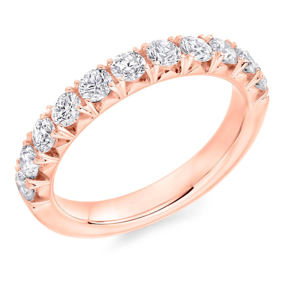 French-Cut Diamond Half Eternity Ring, 1.0ct in Rose Gold