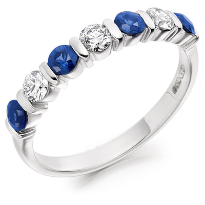 Sapphire & Diamond Half Eternity Ring, 0.33ct