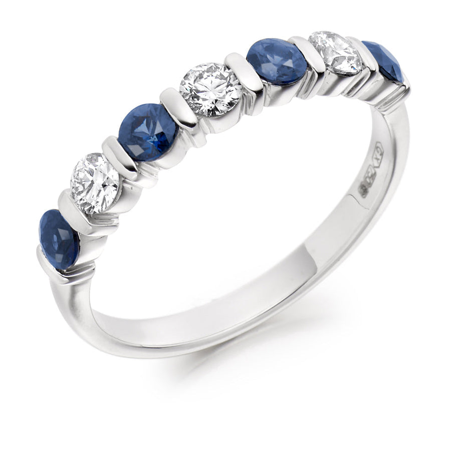 Sapphire & Diamond Half Eternity Ring, 0.33ct
