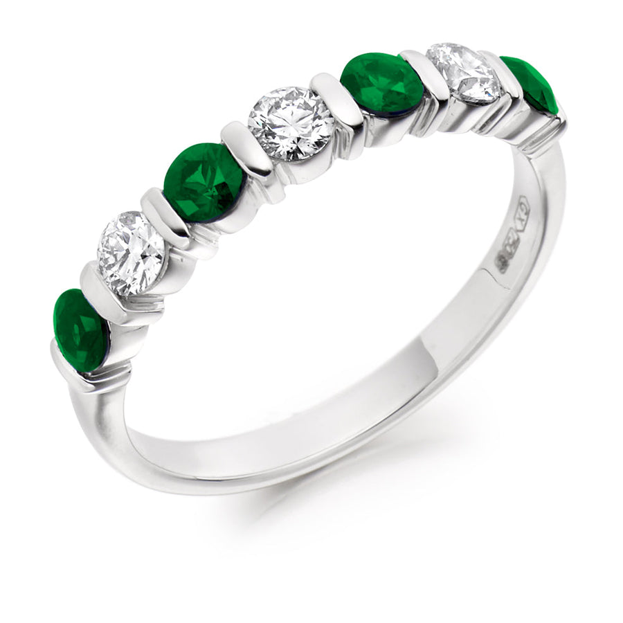 Emerald & Diamond Half Eternity Ring, 0.33ct