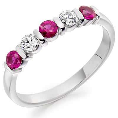 Pink Sapphire & Diamond Half Eternity Ring, 0.25ct