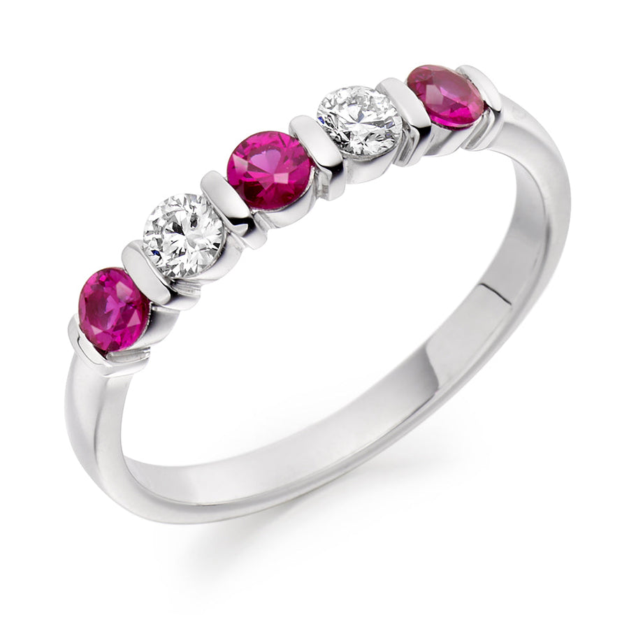 Pink Sapphire & Diamond Half Eternity Ring, 0.25ct