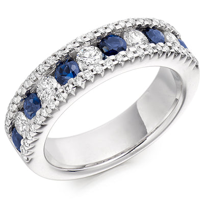 Sapphire & Diamond Half Eternity Ring, 0.85ct