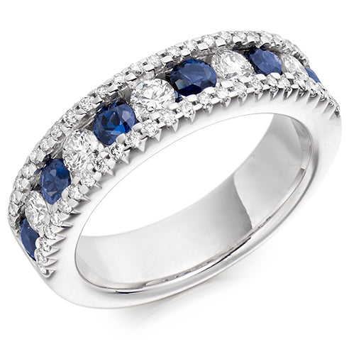 Sapphire & Diamond Half Eternity Ring, 0.85ct