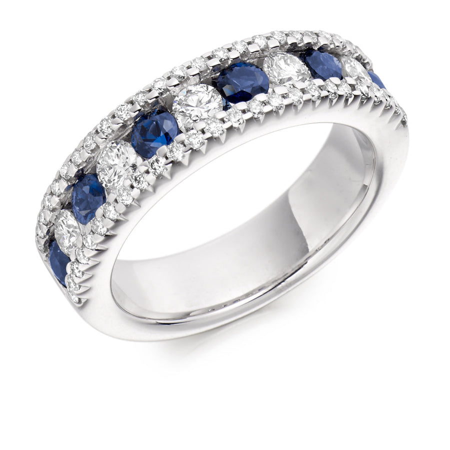 Sapphire & Diamond Half Eternity Ring, 0.85ct