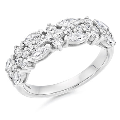 Claw-Set Diamond Half Eternity Ring with Right-Hand, 1.5ct