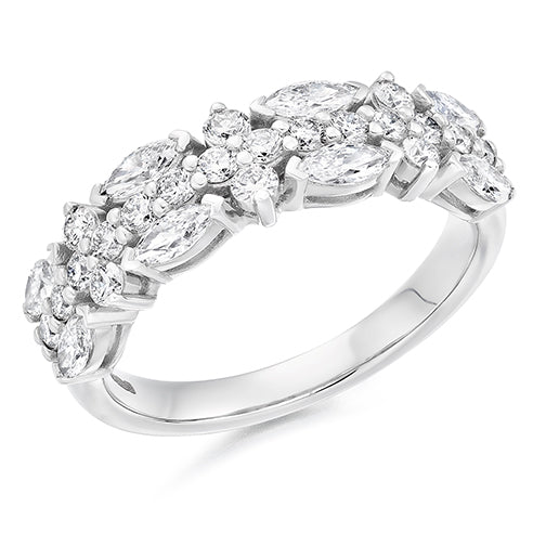 Claw-Set Diamond Half Eternity Ring with Right-Hand, 1.5ct