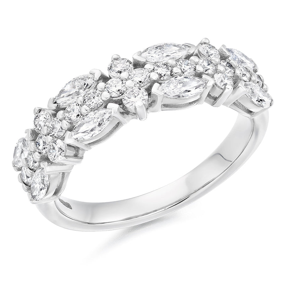 Claw-Set Diamond Half Eternity Ring with Right-Hand, 1.5ct