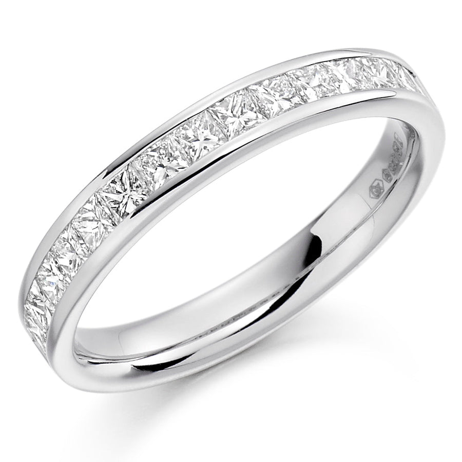 Sapphire & Diamond Half Eternity Ring with Channel-Set, 0.3ct