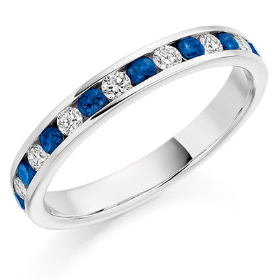 Sapphire & Diamond Half Eternity Ring, 0.27ct