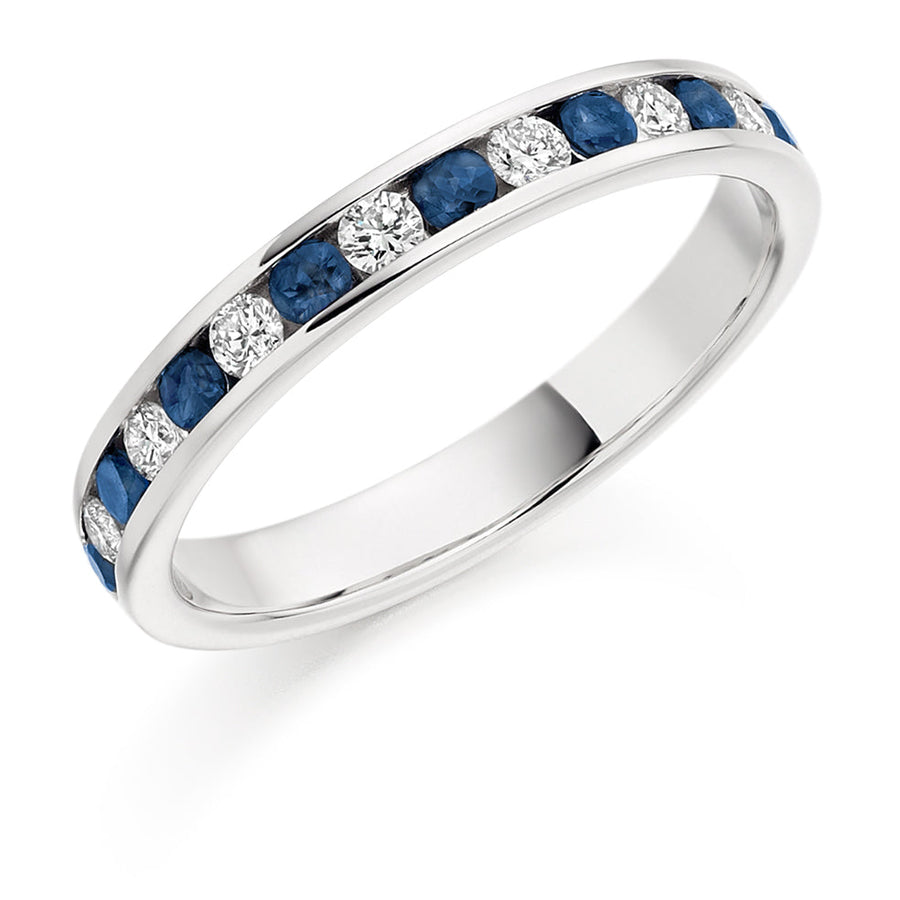 Sapphire & Diamond Half Eternity Ring, 0.27ct
