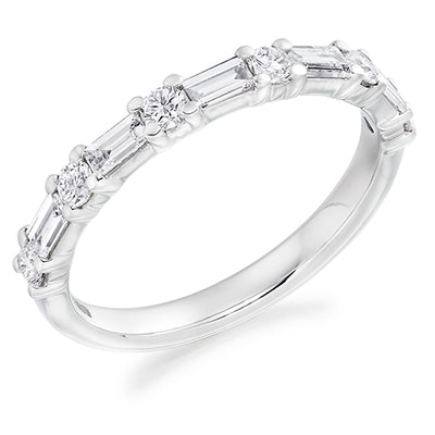 Claw-Set Diamond Half Eternity Ring B, 0.6ct