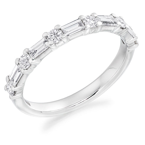 Claw-Set Diamond Half Eternity Ring B, 0.6ct