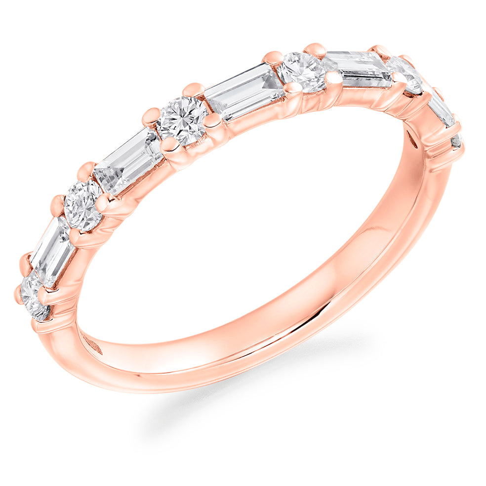 Claw-Set Diamond Half Eternity Ring B, 0.6ct in Rose Gold