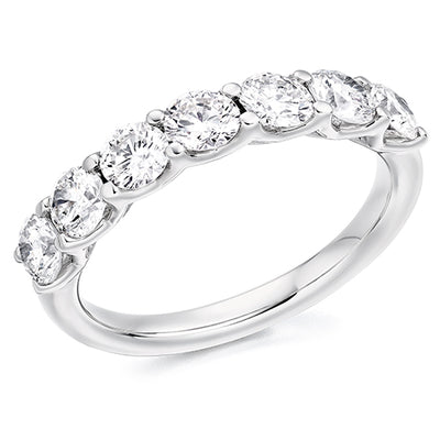 Claw-Set Diamond Half Eternity Ring B, 1.5ct