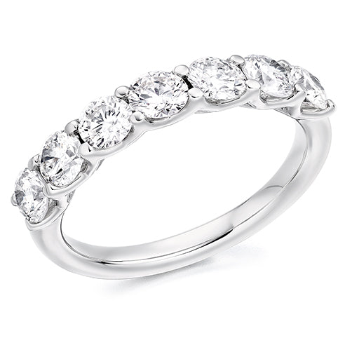 Claw-Set Diamond Half Eternity Ring B, 1.5ct