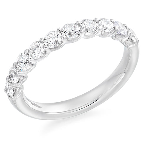 Claw-Set Diamond Half Eternity Ring, 0.75ct