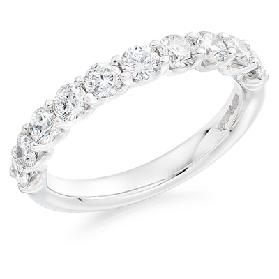 Claw-Set Diamond Half Eternity Ring, 1.0ct