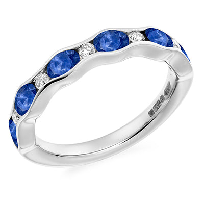 Sapphire & Diamond Half Eternity Ring, 0.15ct