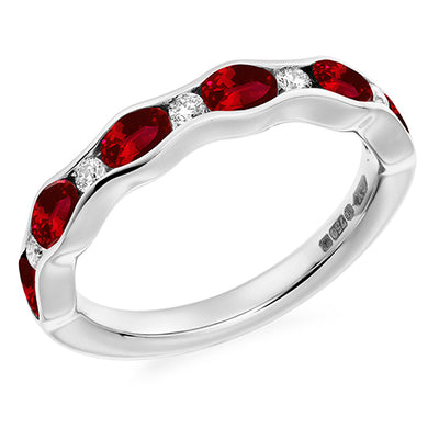 Ruby & Diamond Half Eternity Ring C, 0.15ct