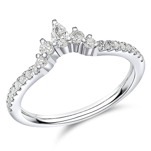 Curved Micro-Claw Diamond Half Eternity Ring, 0.35ct