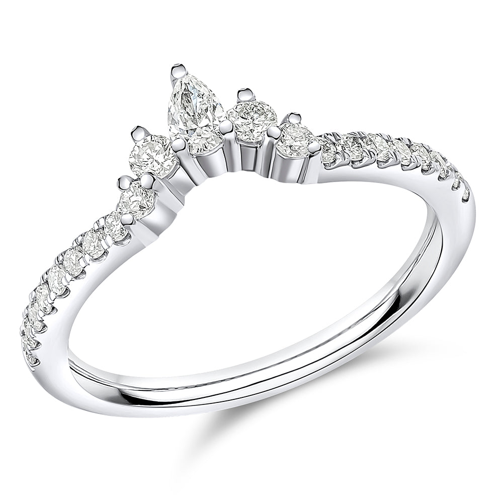 Curved Micro-Claw Diamond Half Eternity Ring, 0.35ct in White Gold
