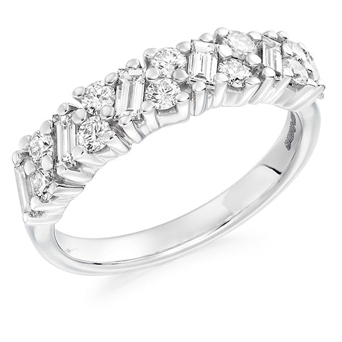 Claw-Set Diamond Half Eternity Ring, 0.95ct