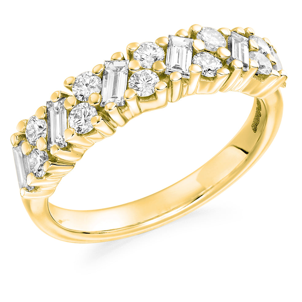 Claw-Set Diamond Half Eternity Ring, 0.95ct in Yellow Gold
