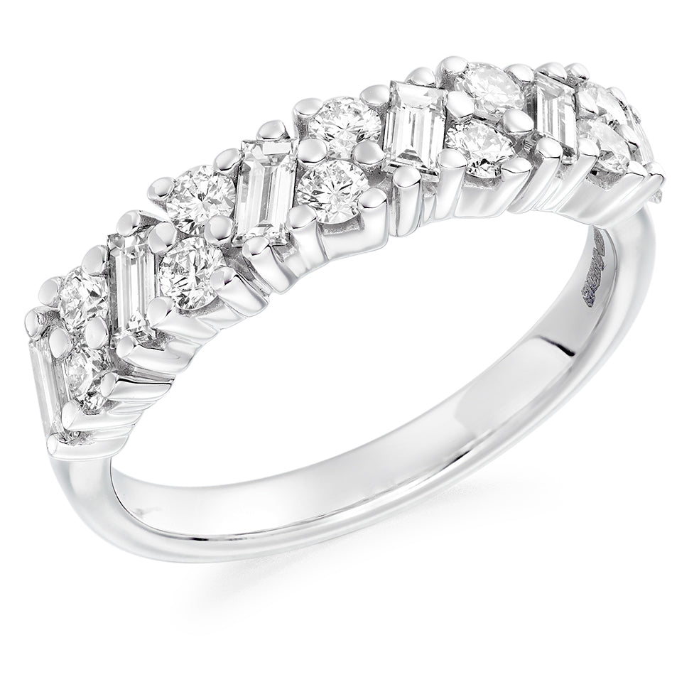 Claw-Set Diamond Half Eternity Ring, 0.95ct in White Gold