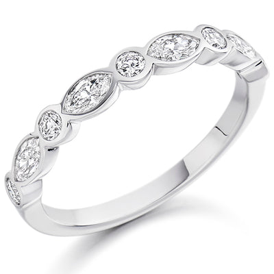 Rubover Half Eternity Ring, 0.45ct total