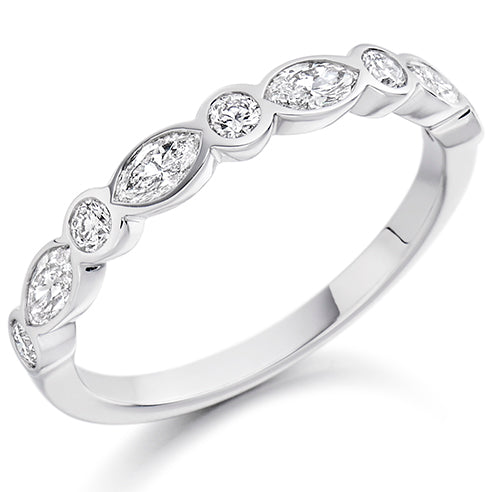 Rubover Half Eternity Ring, 0.45ct total