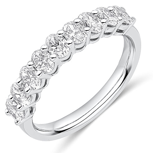 Claw-Set Diamond Half Eternity Ring B, 1.1ct