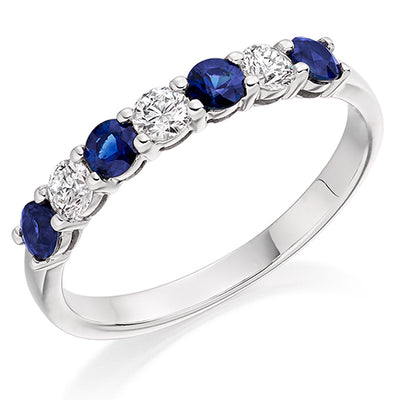 Sapphire & Diamond Half Eternity Ring, 0.23ct