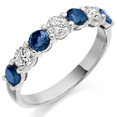 Sapphire & Diamond Half Eternity Ring, 0.46ct