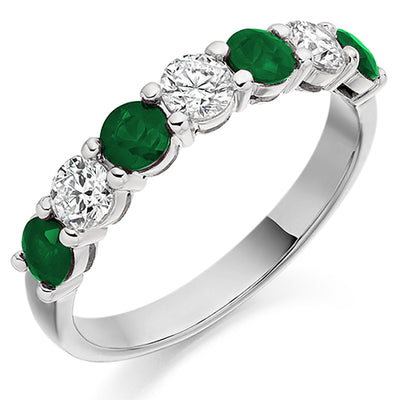 Emerald & Diamond Half Eternity Ring, 0.46ct